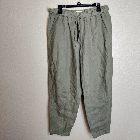 Everlane The Linen Pull On Barrel Draw Waist Pants Sz L - Picture 2 of 9